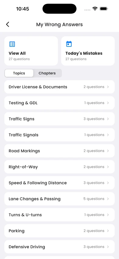 CA Driver mistake review with topic groups (en)